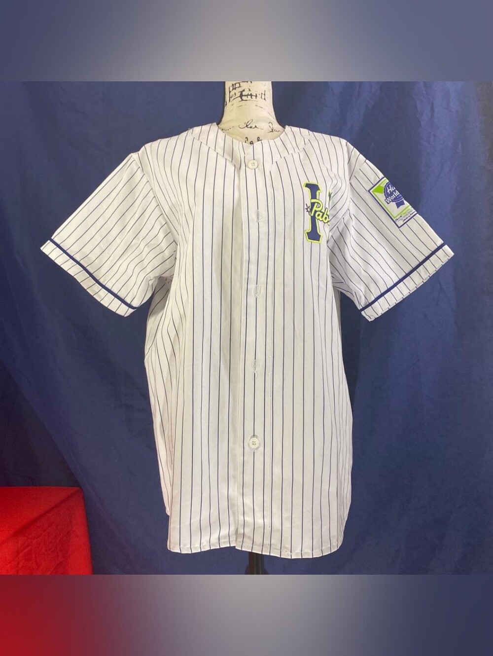 HUF x Pabst Blue Ribbon Pinstripe Twill Baseball Jersey Shirt Men’s Size L PBR
